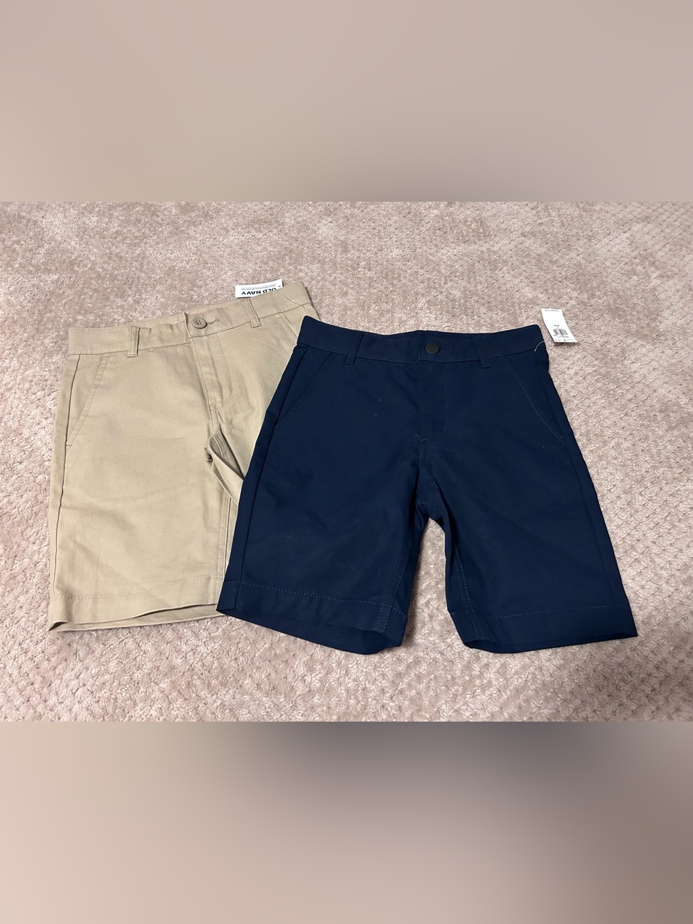 Old Navy Boys Khaki and Navy Stretch Pull-On Shorts